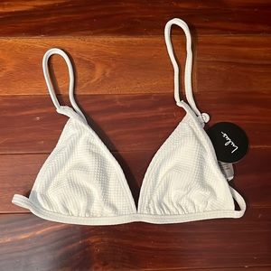 Lulu’s Turn the Tide white Waffle Knit Triangle Bikini top